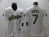 Dodgers 7 Julio Urias White Mexico Cool Base Jersey,baseball caps,new era cap wholesale,wholesale hats